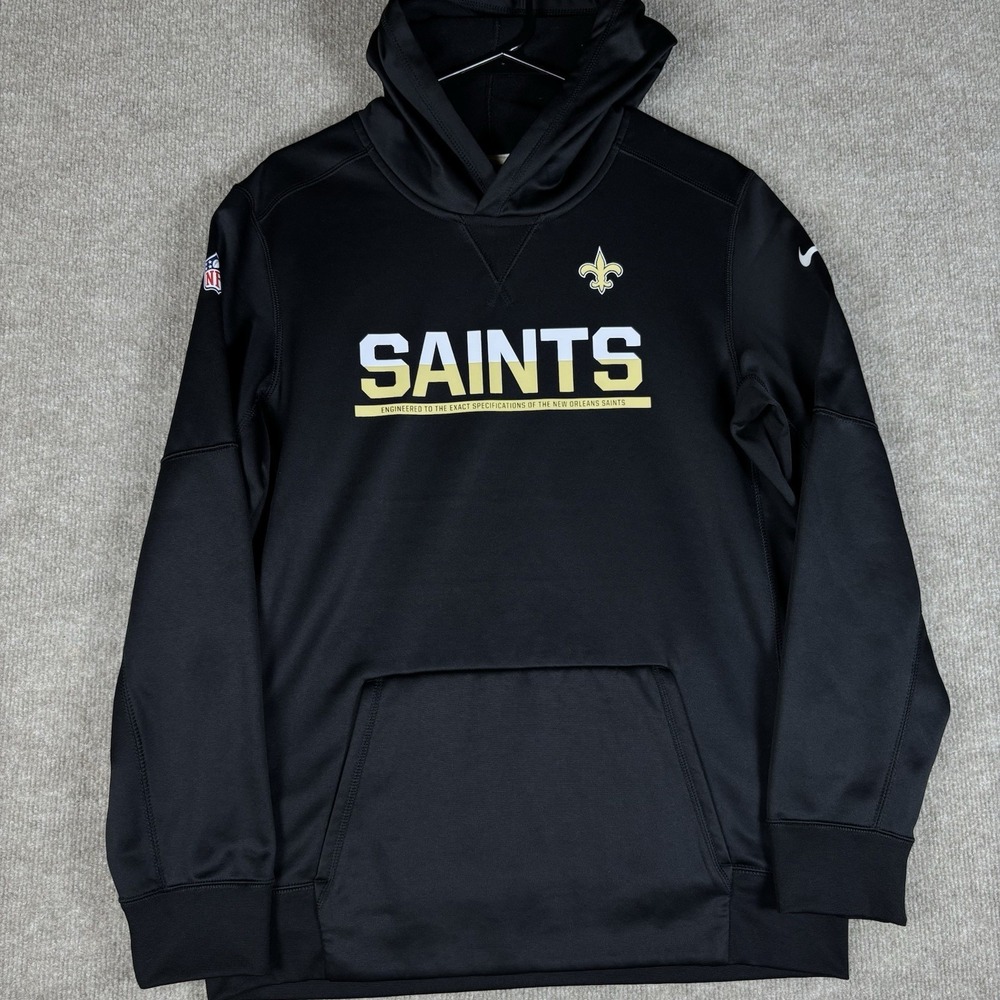 Nike Therma Fit New Orleans Saints NFL On Field Hoodie Youth XL Black‎